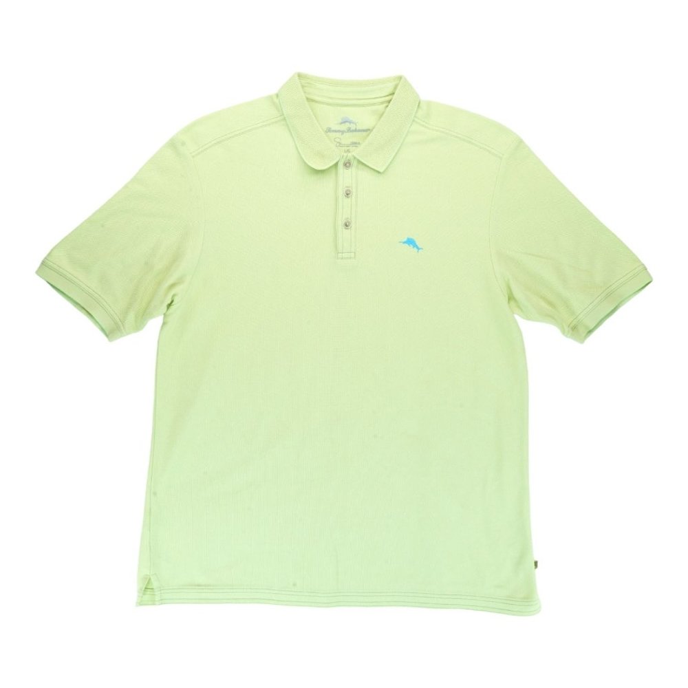 Tommy Bahama L/G Lime Green Short Sleeve Polo Shirt Pima Cotton Blend Logo $120